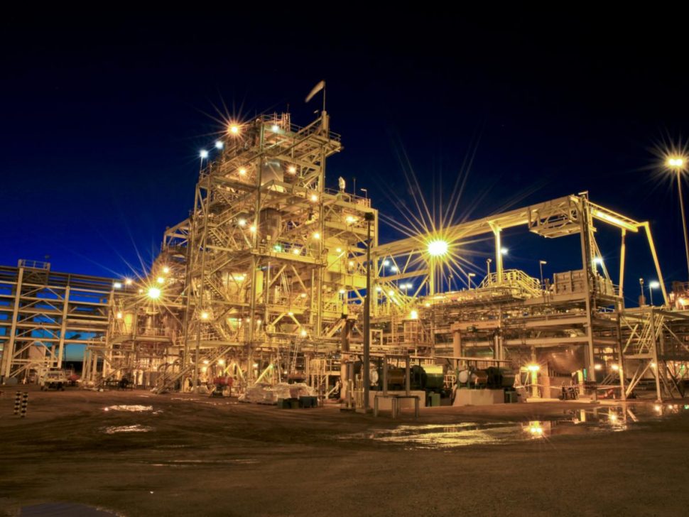 The Ravensthorpe nickel operation by night.